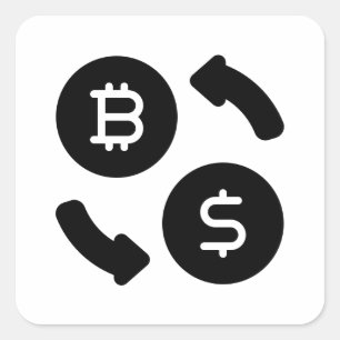 Sticker Carré Bitcoin to US Dollars Icons