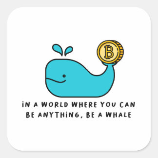 Sticker Carré Bitcoin Whale Crypto Investisseur & BTC Trading De