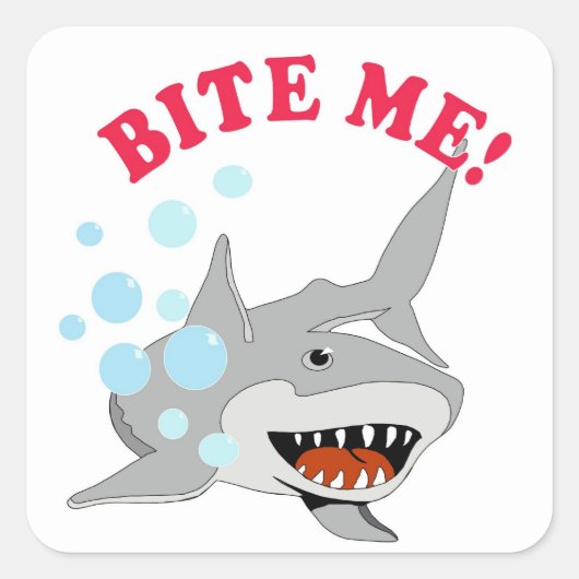 Sticker Carré Bite Me Shark (Devant)