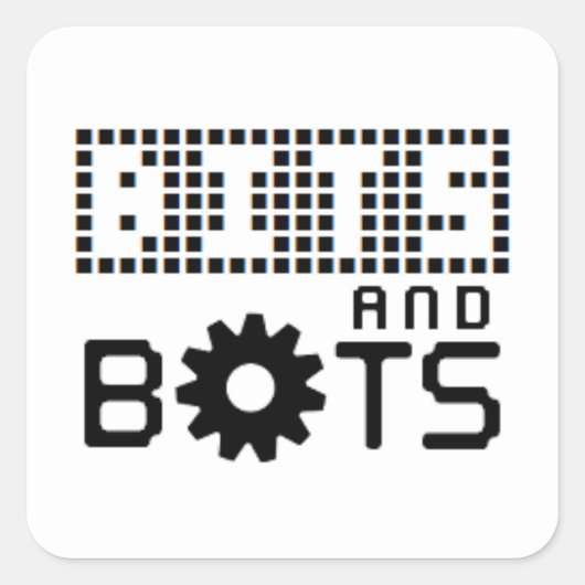 Sticker Carré Bits et bottes d'autocollants blancs (Devant)