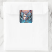 Sticker Carré Bizarre surréaliste Alien Art femme (Sac)