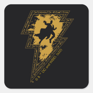 Sticker Carré Black Adam Distressed Lightning Bolt Graphic