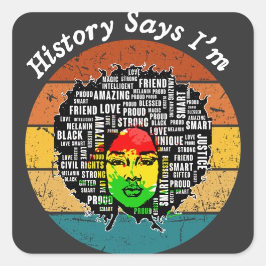 Sticker Carré Black Afro Woman (Devant)