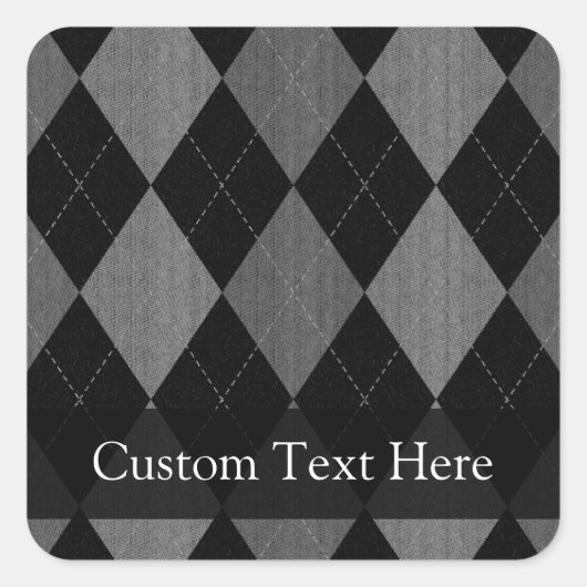 Sticker Carré Black and charcoal Gray Argyle (Devant)
