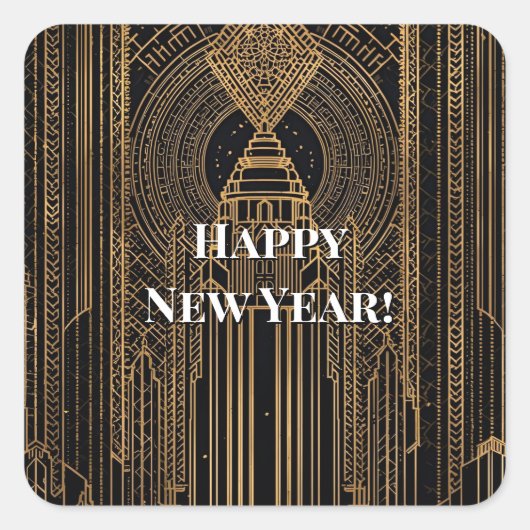 Sticker Carré Black and Gold Art Deco Party Hat (Devant)