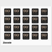 Sticker Carré Black and Gold Glitter Numeral 90th Birthday (Feuille)