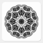 Sticker Carré Black and white floral mandala (Devant)