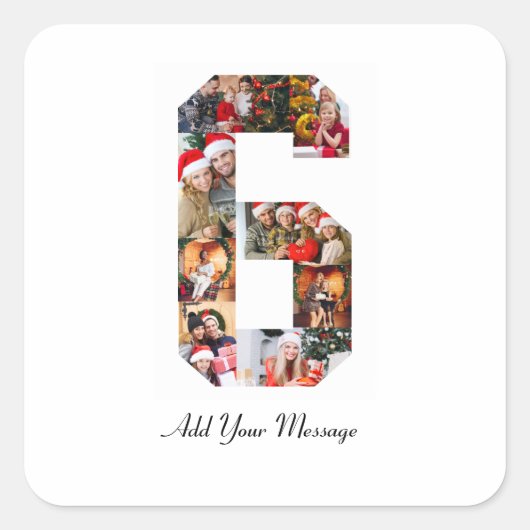 Sticker Carré Black and White Numéro 6 Photo Collage (Devant)