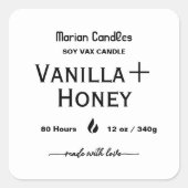 Sticker Carré Black and white Script Personalized Candle Label (Devant)