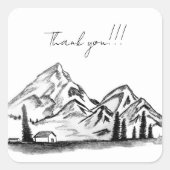Sticker Carré black and white sketch of Mountains (Devant)