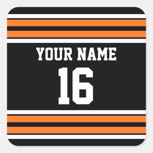 Sticker Carré Black avec Orange White Stripes Team Jersey (Devant)