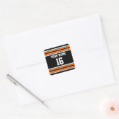 Sticker Carré Black avec Orange White Stripes Team Jersey (Enveloppe)