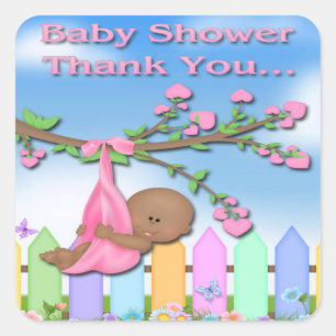 Sticker Carré Black Baby Girl - Jardin Merci Enveloppe Sceau
