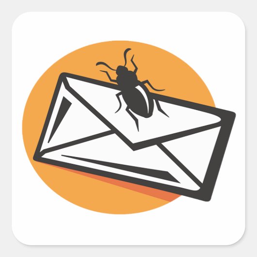 Sticker Carré Black Beetle Insect on Envelope (Devant)