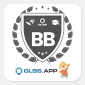 Sticker Carré Black Belt Certified - GLSS.app (Devant)