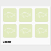 Sticker Carré Black Bream en blanc sur Pastel Green (Feuille)