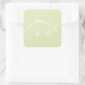 Sticker Carré Black Bream en blanc sur Pastel Green (Sac)