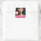 Sticker Carré Black Candy Girl Lollipop Beauté (Sac)