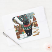 Sticker Carré Black Cat Christmas Snow Holiday (Enveloppe)