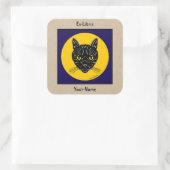 Sticker Carré Black Cat Face Bookplate (Sac)