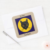 Sticker Carré Black Cat Face Bookplate (Enveloppe)