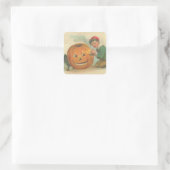 Sticker Carré Black Cat Jack-o'-lantern Citrouille Boy (Sac)
