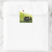 Sticker Carré Black Cat Love Heart par Bihrle (Sac)