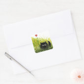 Sticker Carré Black Cat Love Heart par Bihrle (Enveloppe)