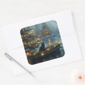 Sticker Carré Black Cat Noël Festive Voyage (Enveloppe)