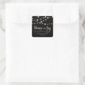 Sticker Carré Black Christmas Light Paix & Joy Whimsical Script (Sac)