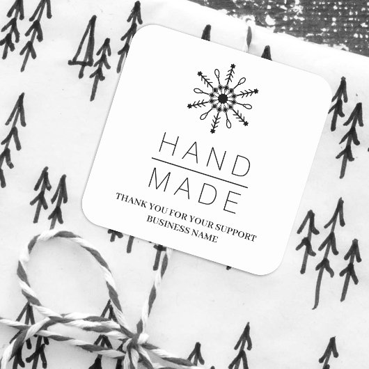 Sticker Carré  Black Christmas Modern Snowflake for Business