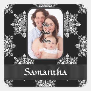 Sticker Carré Black damas photo personnalisée