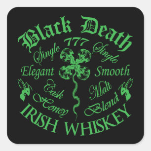 Sticker Carré Black Death 777 - Honey Irish Whiskey