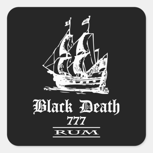 Sticker Carré Black Death 777 - Ol Ships Rum (Devant)