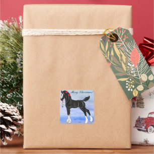 Sticker Carré Black Draft Horse Foie Noël