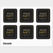 Sticker Carré Black et Faux Gold Géométrique Grad Party (Feuille)