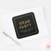 Sticker Carré Black et Faux Gold Géométrique Grad Party (Enveloppe)