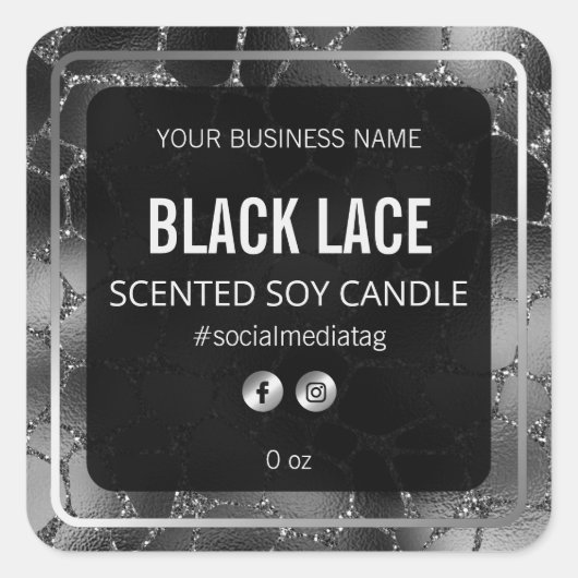 Sticker Carré Black Giraffe Print Product Labels (Devant)