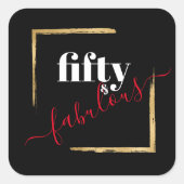 Sticker Carré Black & Gold 50th 50 et Fabulous Birthday (Devant)