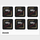 Sticker Carré Black & Gold 50th 50 et Fabulous Birthday (Feuille)