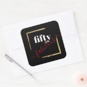 Sticker Carré Black & Gold 50th 50 et Fabulous Birthday (Enveloppe)
