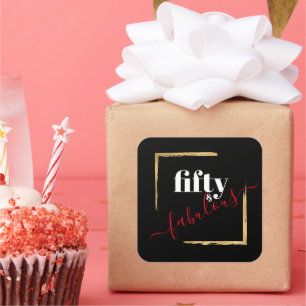 Sticker Carré Black & Gold 50th 50 et Fabulous Birthday