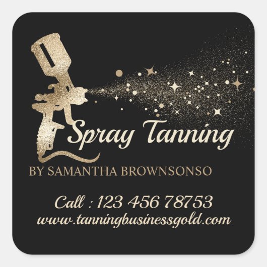 Sticker Carré Black Gold Brush Peinture Spray Mobile Tanning (Devant)
