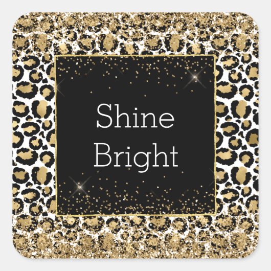 Sticker Carré Black Gold Empreinte de léopard Glitz (Devant)