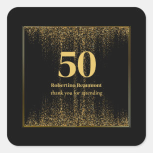 Sticker Carré Black Gold Frontière Parties scintillant moderne 5