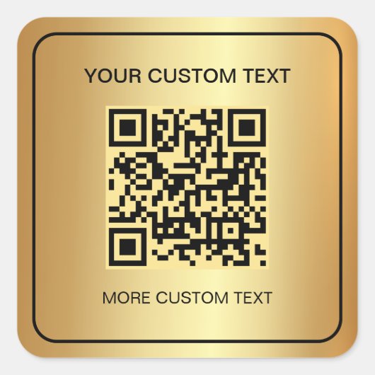 Sticker Carré Black Gold Scan QR Code Modèle Votre texte personn (Devant)