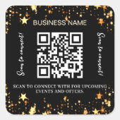 Sticker Carré Black gold stars nom commercial qr code (Devant)