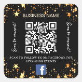 Sticker Carré Black gold stars nom commercial qr code Facebook (Devant)