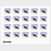 Sticker Carré Black Gypsy Vanner Irlandais Cob Brouillon Cheval  (Feuille)