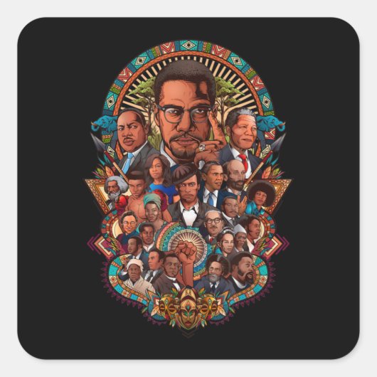 Sticker Carré Black History Leaders Collage Inspirational Africa (Devant)